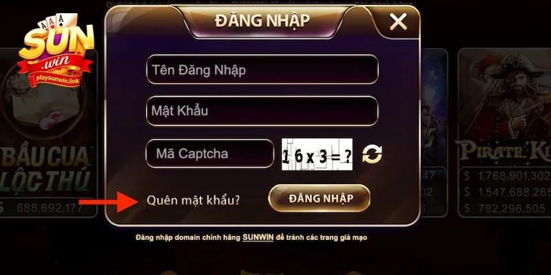 Nhập thông tin liên hệ lấy lại mật khẩu Sunwin